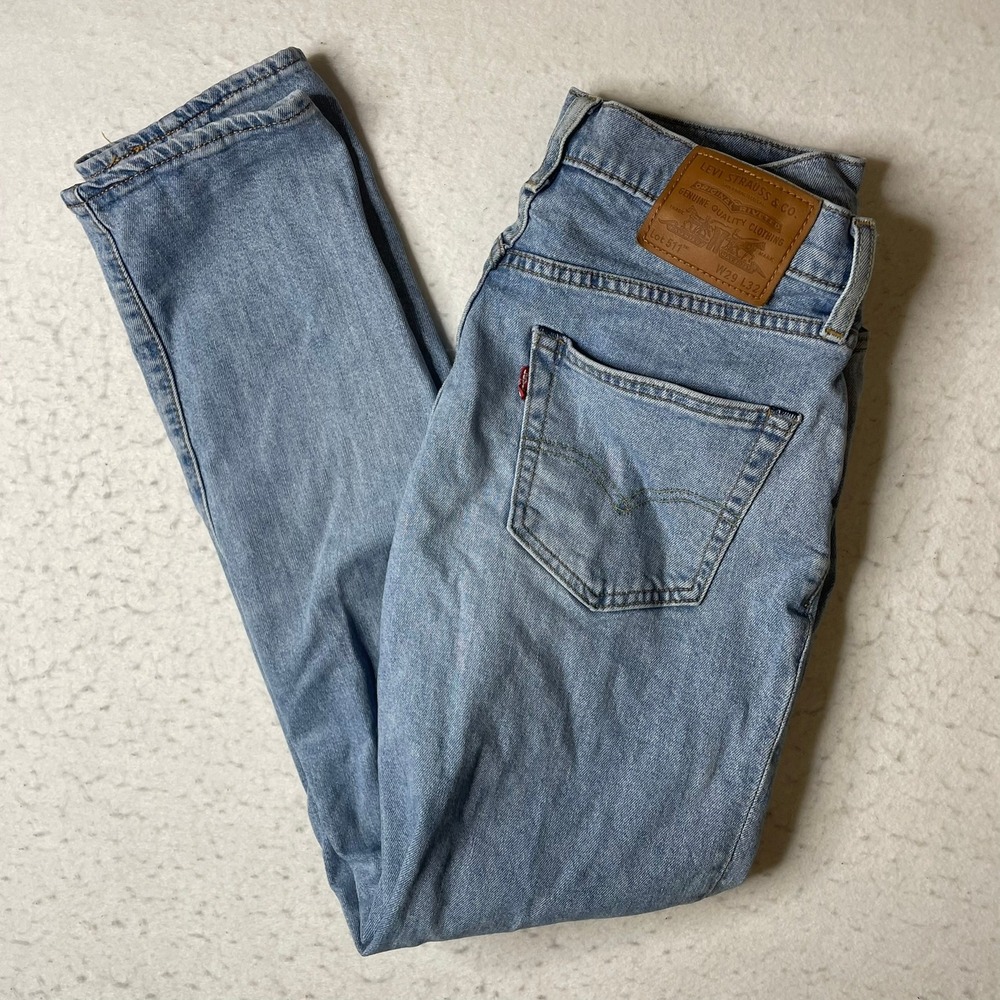 Levi Strauss & Co. 511 Slim Fit Jeans Mens W29 L32 Light Wash Blue Denim Stretch
